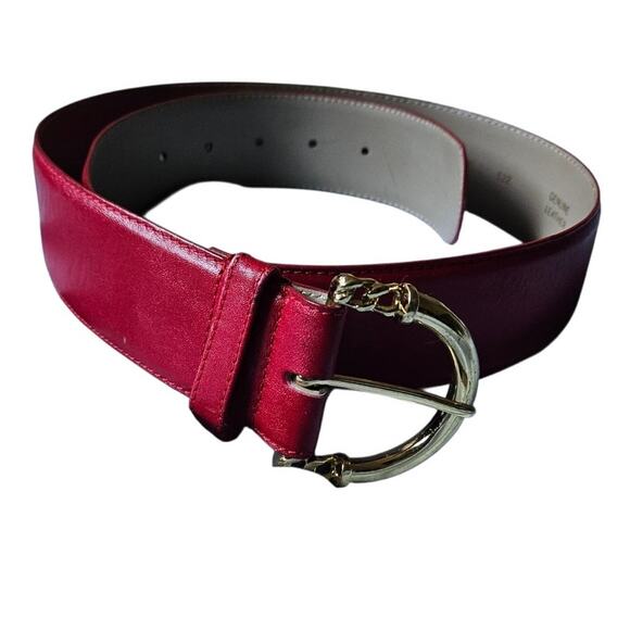 Vintage Charter Club Red Leather Belt Size Large - Picture 1 of 8